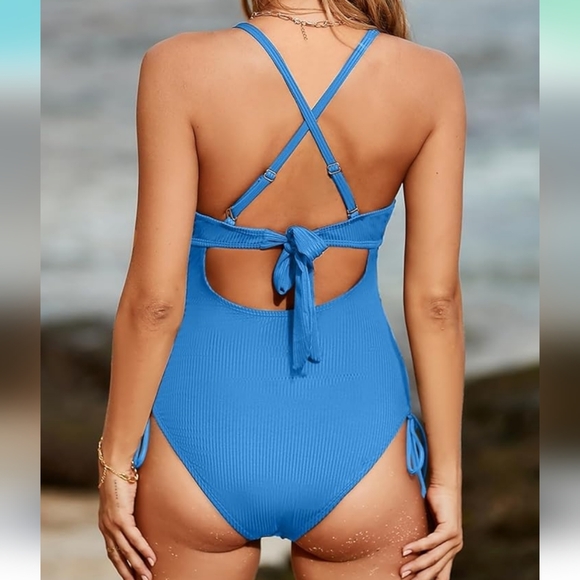 Ribbed One Piece Tummy Control Swimsuit - Picture 4 of 6